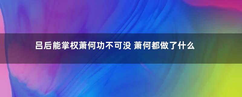 吕后能掌权萧何功不可没 萧何都做了什么